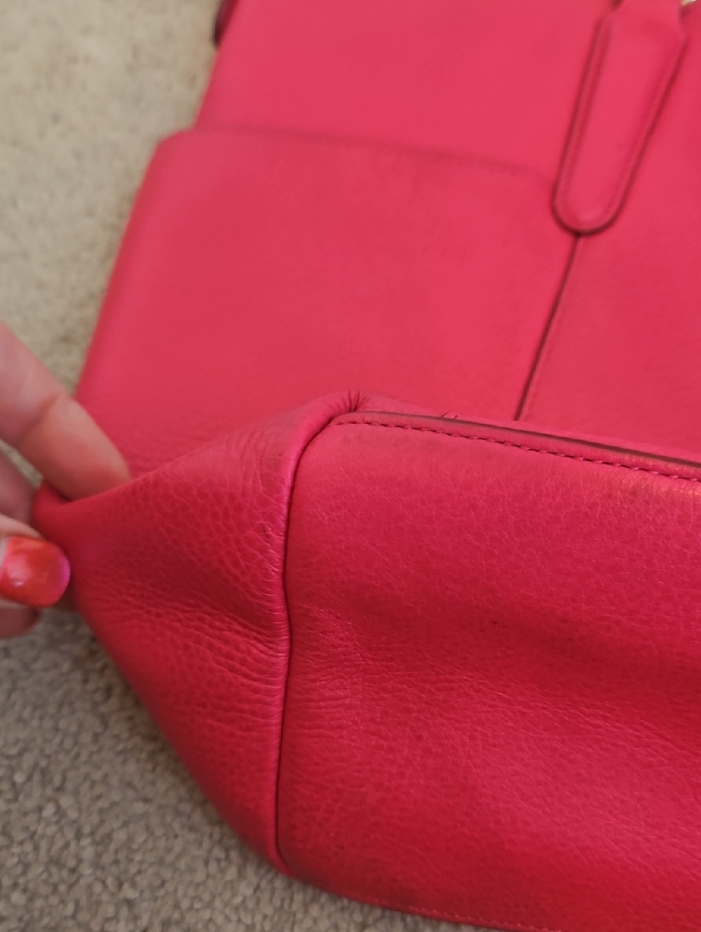 EUC Coach Ava Pink Pebble Leather Tote Bag - Signature Gold Logo - Picture 6 of 14